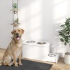 SKYONE Adjustable Height Raised Dog Bowls with Slow Feeder Mat, Storage Compartment & 2 Stainless - 3 of 4