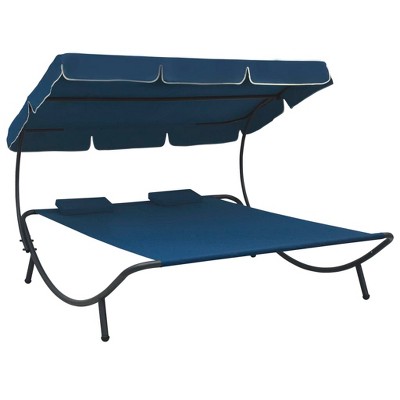 VidaXL Patio Lounge Bed with Canopy and Pillows Blue