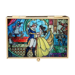 Disney Princess Beauty and the Beast Stained Glass Belle and the Prince Jewelry Storage Box - 1 of 4