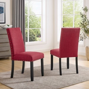 Roundhill Furniture Biony Fabric Dining Chairs with Nailhead Trim, Set of 2 - 1 of 4