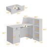 FUFU&GAGA Modern Style White Reception Desk L-Shape with Keyboard Shelf Drawer Office Desk - 4 of 4