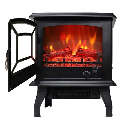Karl Home 1400-Watt 16.5-inchW Freestanding Fireplace Stove in Black