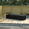 vidaXL Black Poly Rattan Sun Lounger with Cushion - Weather-Resistant Outdoor Furniture - Perfect for Patio, Poolside, Balcony - 2 of 4