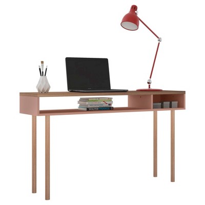 Windsor 48" Ceramic Pink and Nature Wood Console Table with Storage