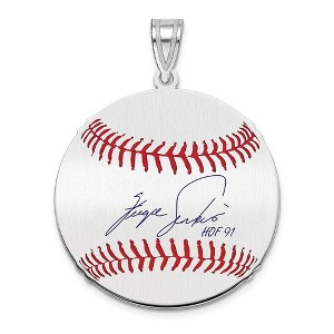 Black Bow Jewelry Sterling Silver Fergie Jenkins Signature MD Enamel Baseball Pendant - 1 of 4
