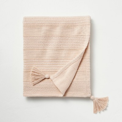 Textured Stripe Dobby Throw Blanket with Corner Tassels Blush - Hearth &#38; Hand&#8482; with Magnolia_2