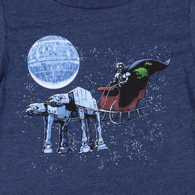 Star Wars Infant & Toddler Boys Blue Darth Vader Christmas Sled T-Shirt, 2 of 3