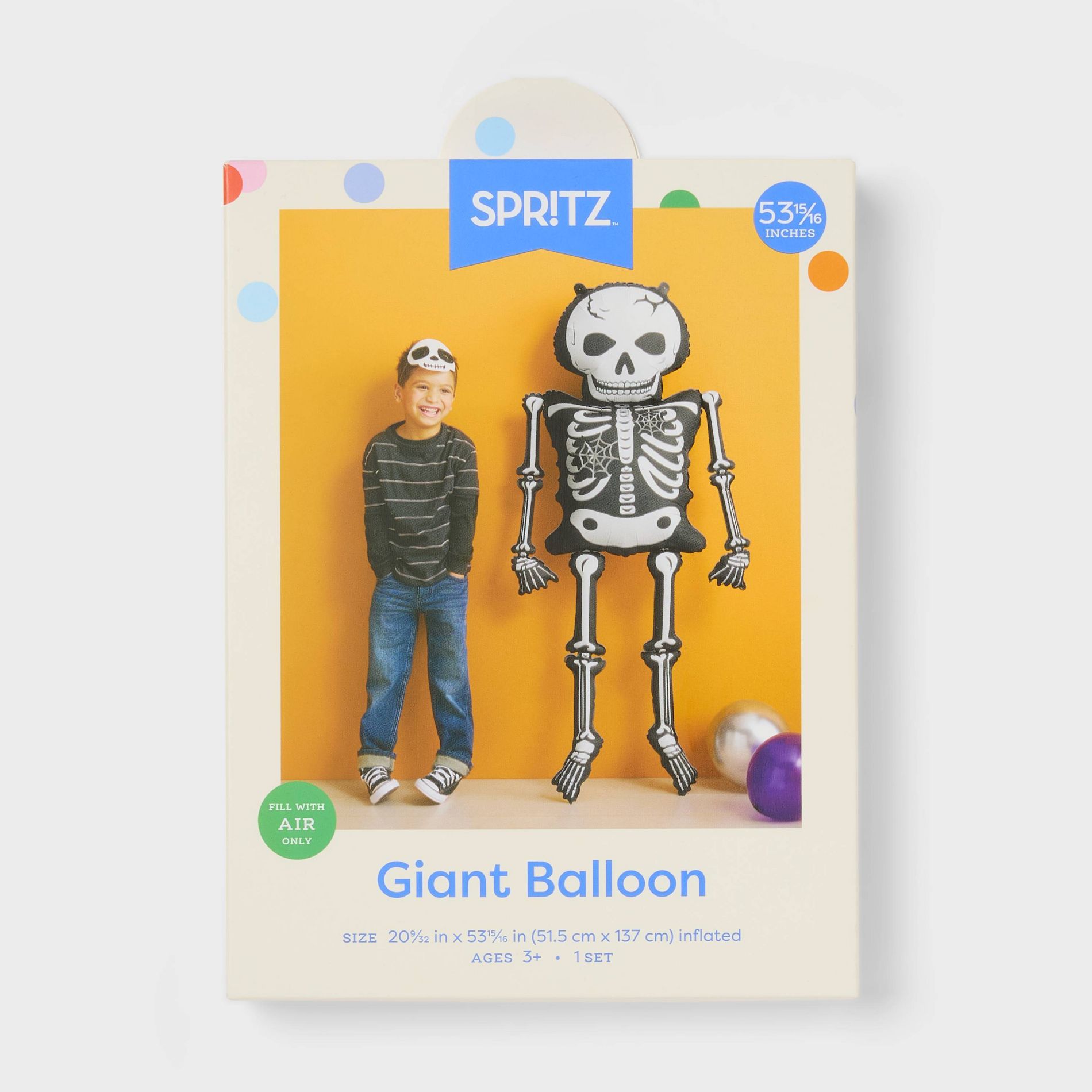 Large Air Filled Halloween Skeleton Foil Balloon - Spritz™