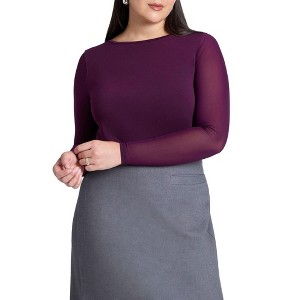 ELOQUII Sheer Sleeve Tee - 1 of 4