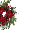 Northlight Berry and Poinsettia Artificial Christmas Wreath - 22" - Unlit - 4 of 4