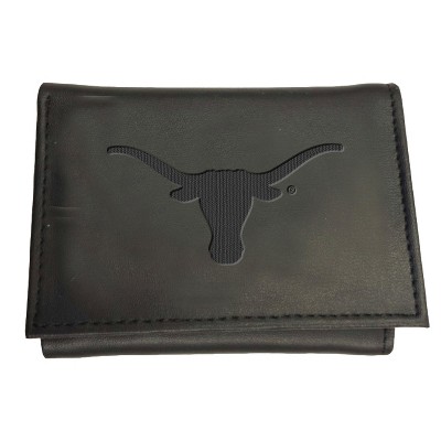 Evergreen NCAA Texas Longhorns Black Leather Trifold Wallet Officially Licensed with Gift Box