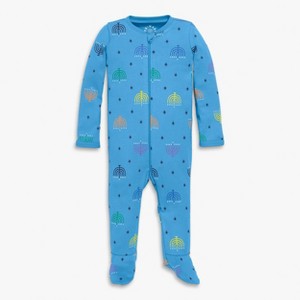 Primary Baby Organic Zip Footie In Rainbow Menorahs - 1 of 4