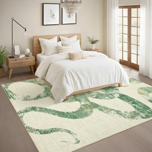 Luxury Modern Area Rug Ultra Soft Non Slip Stain Resistant Indoor Mat Machine Washable Low Pile Abstract Carpet - 1 of 4