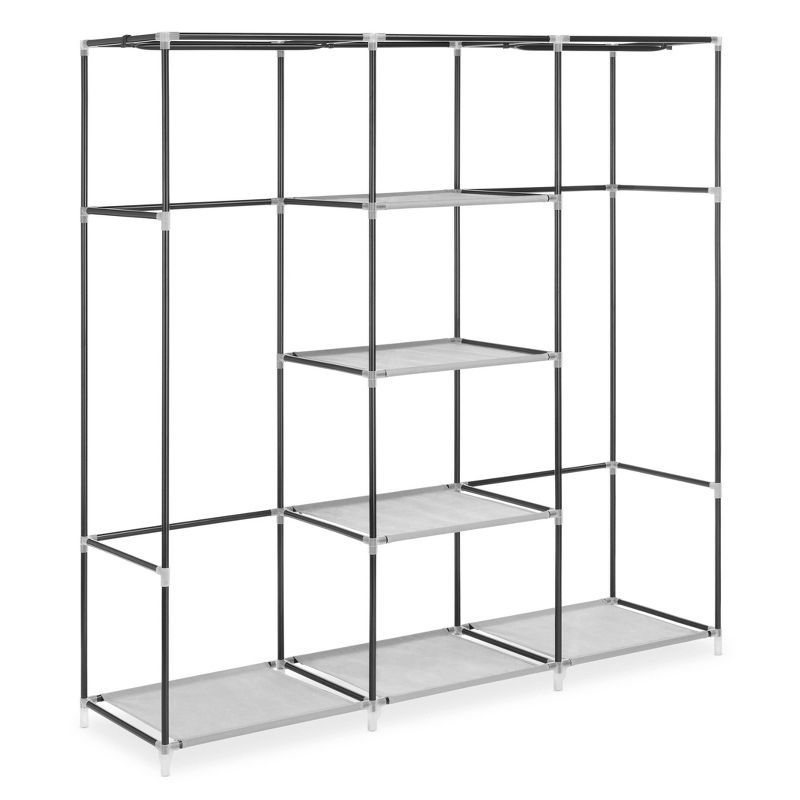 Whitmor Covered Wardrobe with Storage Shelves Gray, 4 of 5