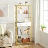 5-Tier Bookshelf with Drawer, Tall Bookcase with Charging Station, Standing Storage Shelf with Metal Frame and Tempered Glass - 2 of 4