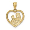 Black Bow Jewelry 14k Yellow Gold Mom and Baby Heart Pendant, 17mm (5/8 inch) - 3 of 4