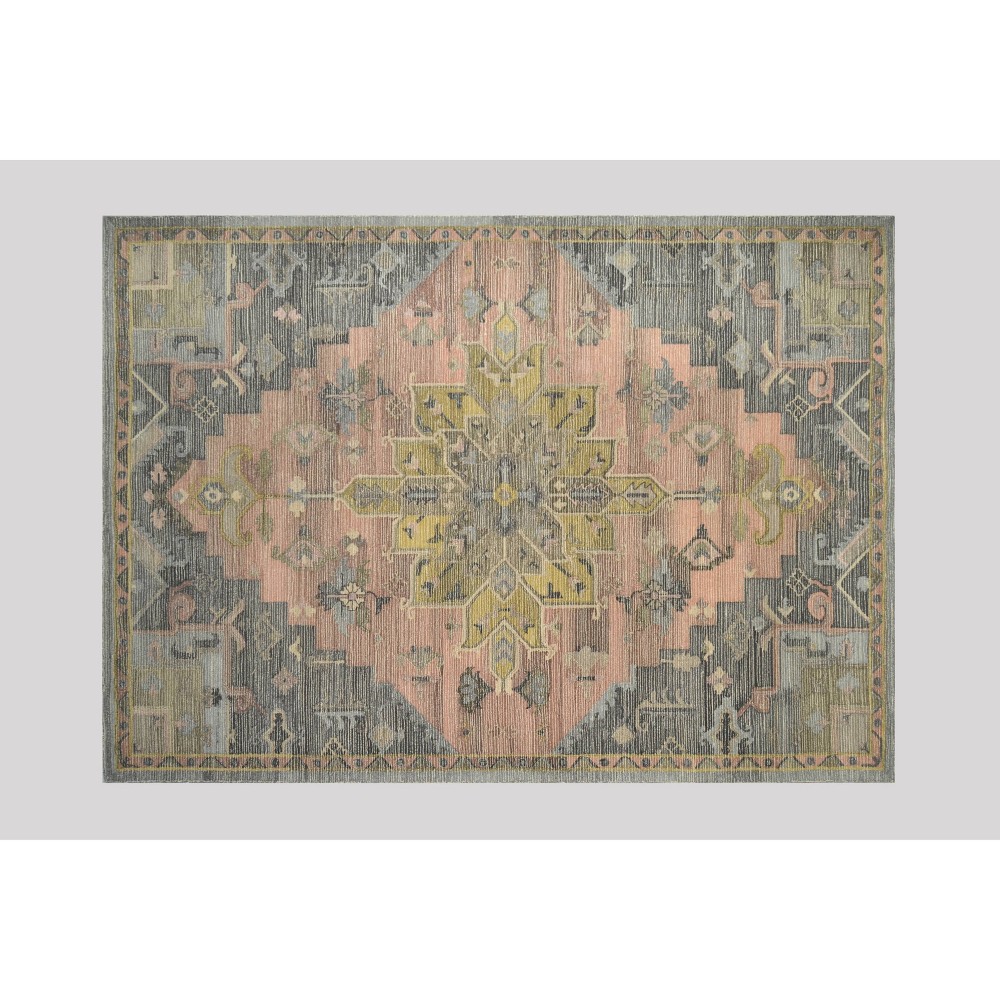 Photos - Area Rug 9'x12' Damask Tufted  Gray/Pink - Threshold™