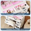 46" Vanity Desk with Mirror - Modern Makeup Dressing Table Set, Glass Top, Magnifying Glass, Hairdryer Holder, 10 Drawers, Stool for Bedroom - 3 of 4