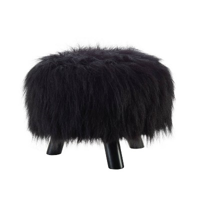 Birdrock Home Round Faux Fur Foot Stool Ottoman - Pink With White Legs :  Target