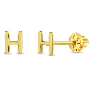 Girls' Itsy Bitsy Initial Letter Screw Back 14k Gold Earrings - In Season Jewelry - 1 of 4
