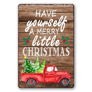 Merry Christmas Metal Tin Sign - Vintage Red Truck Wall Decor, Have Yourself A Merry Little Christmas - 1 of 4