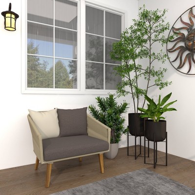 Set of 2 Black Iron Indoor/Outdoor Planters with Stands