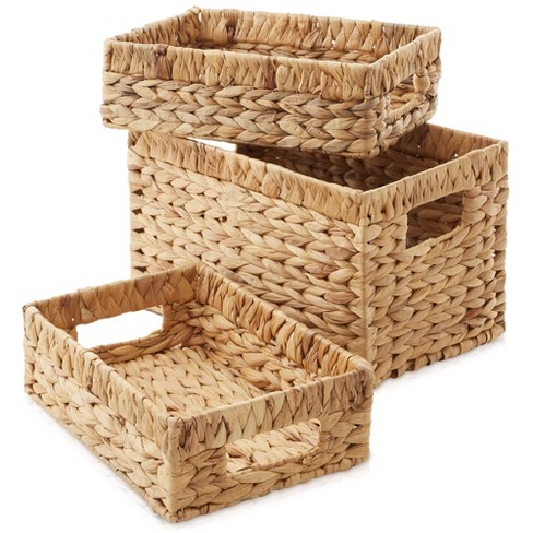 Casafield Water Hyacinth Storage Basket Set With Handles - 1-medium, 2 ...