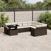 vidaXL Patio Sofa Set with Cushions Outdoor Furniture 10 Piece Poly Rattan - Brown and Cream - 2 of 4