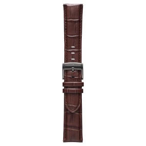 Pininfarina 22mm Croco Pattern Italian Leather Watch Strap – Dark Brown Croco Pattern with Dark Grey Buckle - 1 of 1