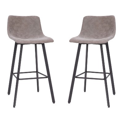 Flash Furniture Caleb Modern Armless 30 Inch Bar Height Commercial Grade Barstools with Footrests and Matte Iron Frames, Set of 2