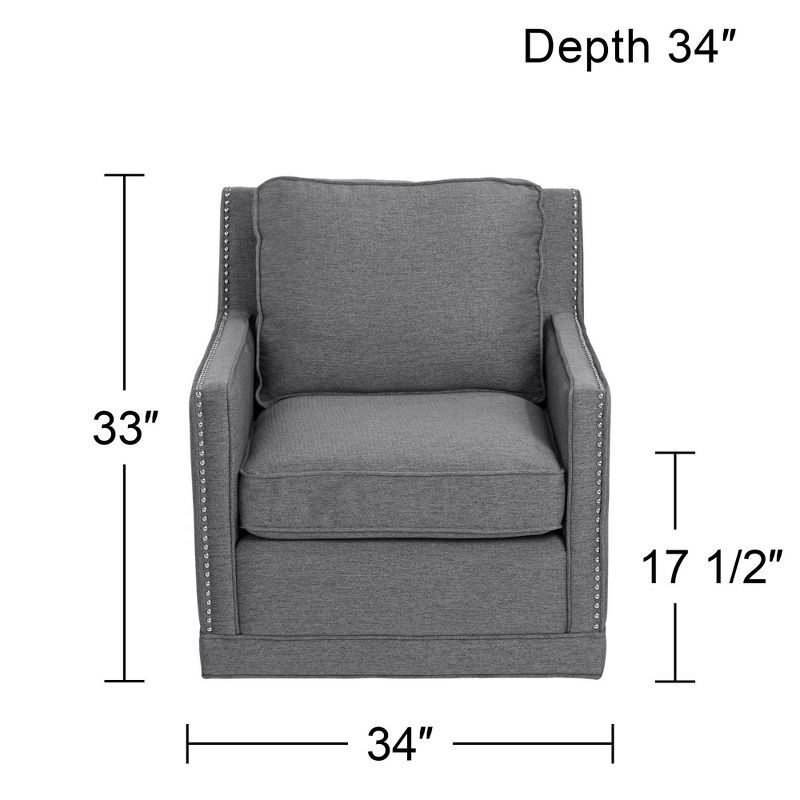 Studio 55D Clinton Mica Gray Linen Fabric Swivel Chair, 4 of 10