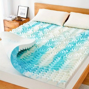 Vipbear Mattress Topper Gel Memory Foam Mattress Topper Queen Size for Back Pain,Blue - 1 of 4