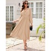 Women's V - Neck Ruffled Long Dress, Elegant Long - Sleeve Maxi Dress with Waist Accent - 2 of 4