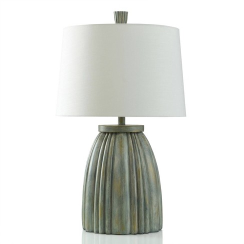 Hot Springs Ribbed Base Table Lamp Washed Green Stone - Stylecraft : Target