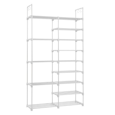 SEVOBAL Storage Organizer 9 Tier Industrial FreeStanding Shoe Racks Entrance Shoe Rack Organizer Shelves Hallways Entryway, White, 11.42"*3.94"*17.32"
