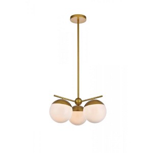 Elegant Lighting Eclipse 3 Lights Brass Pendant With Frosted White Glass - 1 of 4