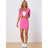 Allegra K Women's Casual 2 Pieces Outfits Short Sleeve Hoodie Top and Mini Skirts Set - 3 of 4