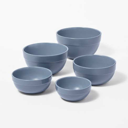 5pc Earthenware Ceramic Mixing Bowl Set Blue - Figmint™ : Target