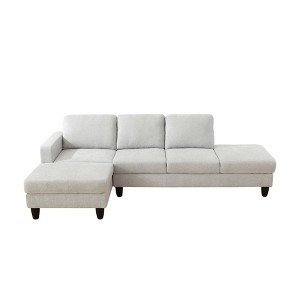 DOMETOUR 2-Piece Modern Gray White Lint Couch L-Shaped Sectional Sofa for Living Room - 1 of 4