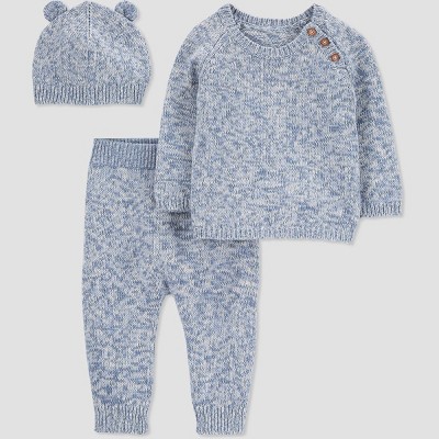 Carter's Just One You®️ Baby Boys' 3pc Marled Top & Bottom Set - Blue 9M