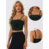 INSPIRE CHIC Women's Club Party Velvet Spaghetti Strap Crop Sequined Cami Top - 2 of 4