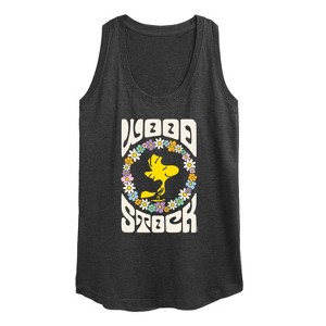 Women's - Peanuts - Retro Floral Woodstock Graphic Racerback Tank - 1 of 4