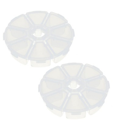 Unique Bargains Round Plastic 8 Compartments Earrings Necklaces Storage Box 2 Pcs
