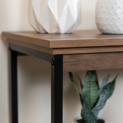 Oslo 37" Aged Maple & Black Metal 3-Shelf Etagere Bookcase