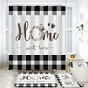 Black and White Shower Curtain Set with Rugs, Rustic Plaid Bathroom Set - 2 of 4