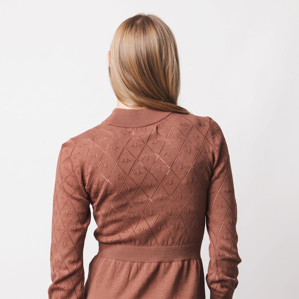 Hope & Henry Women's Organic Cotton Puff Sleeve Pointelle Sweater Dress - thumbnail 2