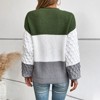 Coolmee Womens Sweaters Fall Fashion Long Sleeve Color Block Oversized Sweater Casual Crew Neck Knitted Tops Pullover - 4 of 4