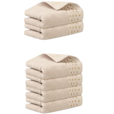 Unique Bargains Embroidery Pattern Cotton Hand Towels for Bathroom 14" x 30"