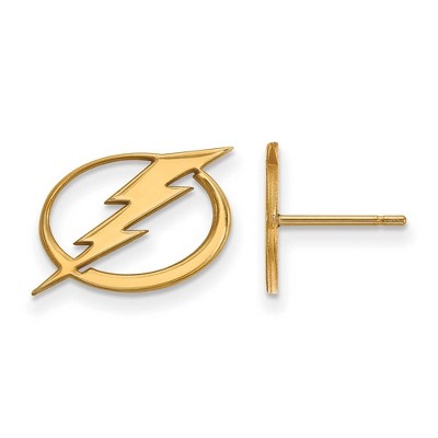 Black Bow Jewelry 14k Yellow Gold Tampa Bay Lightning NHL Stud Earrings