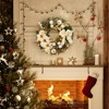 24 Inch Pre-Lit Christmas Wreath with Flower, Bow and Ball for Fireplace Window Wall Decor, Champagne - 3 of 4